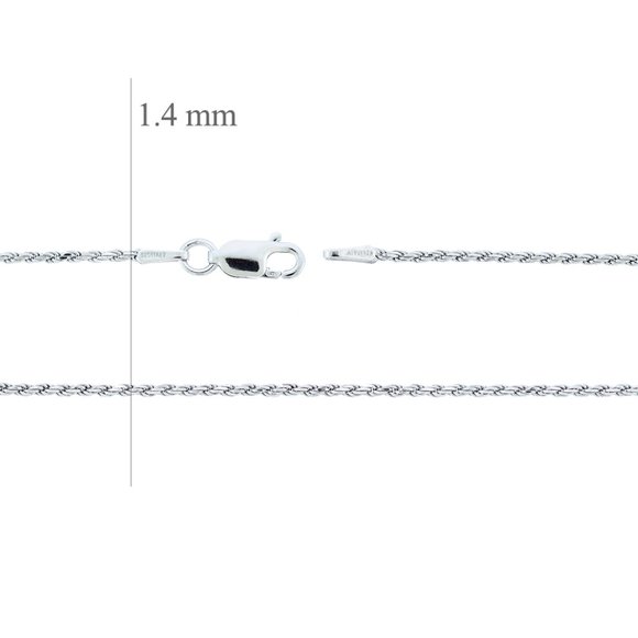 925 Sterling Silver Rope Chain Made In Italy - Picture 3 of 3